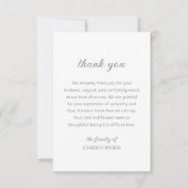 Einfache Beerdigung Foto Beileid Memorial Mitteilungskarte (Rückseite)