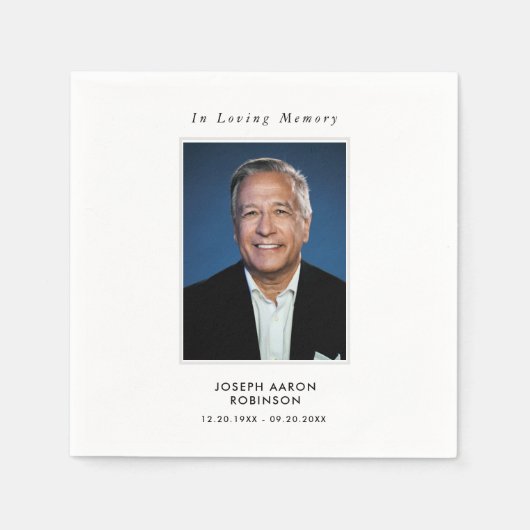 Einfache Beerdigung Foto Beileid Memorial Serviette (Vorderseite)