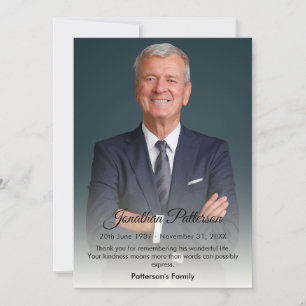 Einfache Beerdigung Foto Dankeschön Karte   BEILEI