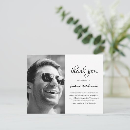 Einfache Beerdigung Foto Dankeschön Karte | BEILEI (Stehend Vorderseite)