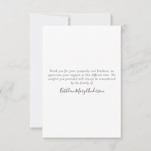 Einfache Beerdigung Foto Dankeschön Karte | BEILEI (Rückseite)