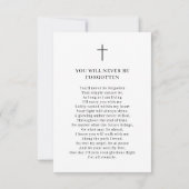 Einfache Beerdigung Foto Gedenkkarte Karte (Rückseite)