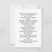 Einfache Beerdigung Foto Gedenkkarte Karte (Rückseite)