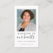 Einfache Beerdigung Foto Gedenkstätte 2 in 1 Gebet Visitenkarte (Rückseite)