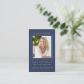 Einfache Beerdigung Foto Gold Script Blue Prayer C Visitenkarte (Stehend Vorderseite)