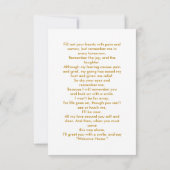 Einfache Beerdigung Foto Memorial Modern Prayer Ca Karte (Rückseite)