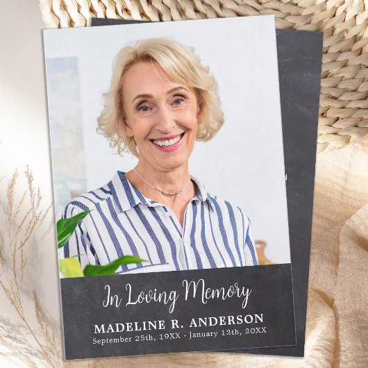 Einfache Beerdigung Foto Modernes Gedächtnis Beile Dankeskarte