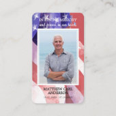 Einfache Beerdigung-Gedenkkarte Foto US-Flaggenkar Visitenkarte (Vorderseite)