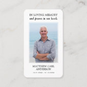 Einfache Beerdigung-Gedenkkarte Foto US-Flaggenkar Visitenkarte (Vorderseite)