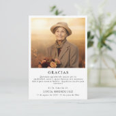 Einfache Beerdigung Gracias Spanisches Foto Dankeskarte (Stehend Vorderseite)