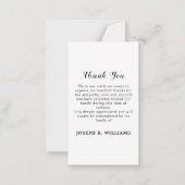 Einfache Beerdigung Minimalistischer Gedenkstätten Mitteilungskarte (Rückseite)