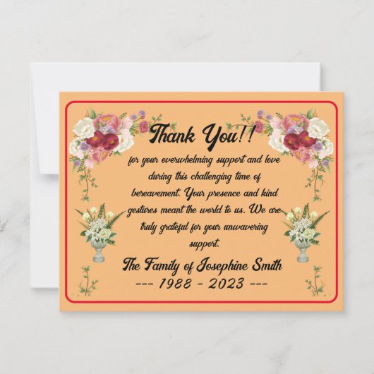 Einfache Beerdigung vielen Dank für Ihre Botschaft Mitteilungskarte (Vorderseite)