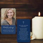 Einfache Beerdigungskarte Blue Gebet Foto-Karte Visitenkarte