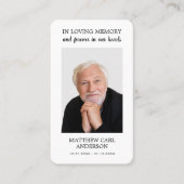 Einfache Beerdigungskarte Foto Beileid-Gebetskarte Visitenkarte (Vorderseite)