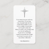 Einfache Beerdigungskarte Foto Beileid-Gebetskarte Visitenkarte (Rückseite)