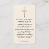 Einfache Beerdigungskarte Foto Visitenkarte (Rückseite)