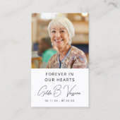 Einfache Beerdigungskarte Foto Visitenkarte (Vorderseite)