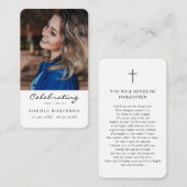 Einfache Beerdigungskarte Foto Visitenkarte (Vorne/Hinten)