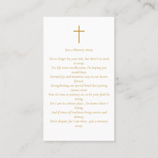 Einfache Beerdigungskarte Foto Visitenkarte (Rückseite)