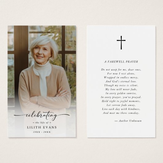 Einfache Beerdigungskarte für das Foto (Vorne & Hinten)