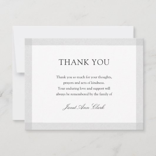 Einfache Begräbniskarte | Graue Grenze (Vorderseite)