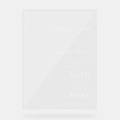 Einfache Begrüßung auf unserem Hochzeitszeichen Acrylschild (Vorderseite)