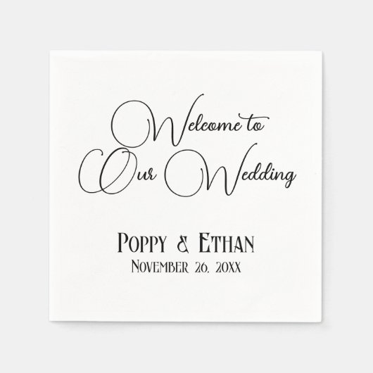 Einfache Begrüßung bei unserer Hochzeit Serviette (Vorderseite)