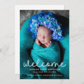 Einfache Begrüßung Foto Birth Ankündigung (Vorne/Hinten)