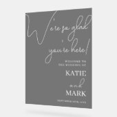 Einfache Begrüßung zu unserer Hochzeit Mattiert Sc Acrylschild (Winkel)