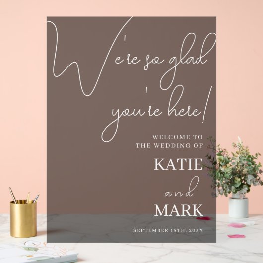 Einfache Begrüßung zu unserer Hochzeit Mattiert Sc Acrylschild (Hochzeit)