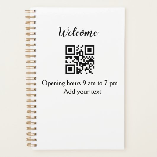 Einfache Begrüßungsöffnung Barcode QR Name hinzufü Planer (Vorderseite)
