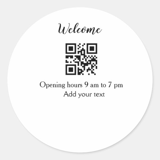 Einfache Begrüßungsöffnung Barcode QR Name hinzufü Runder Aufkleber (Vorderseite)
