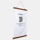 Einfache Begrüßungsöffnung Barcode QR Name hinzufü Wandteppich Mit Holzrahmen (Gewinkelt)
