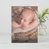 Einfache Begrüßungsskripte - Blaue Geburt des Foto Ankündigung (Stehend Vorderseite)