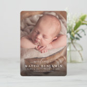 Einfache Begrüßungsskripte - Blaue Geburt des Foto Ankündigung (Stehend Vorderseite)