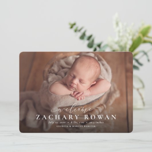 Einfache Begrüßungsskripte Foto Ankündigung (Stehend Vorderseite)