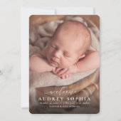 Einfache Begrüßungsskripte Rosa Geburt des Fotos Ankündigung (Vorderseite)