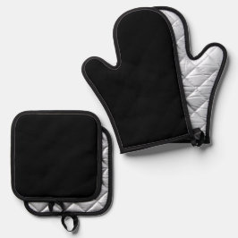 Einfache Behörde® Schwarz Ofenhandschuh & Topflappen-Set