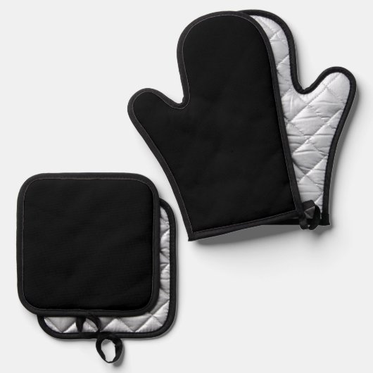 Einfache Behörde® Schwarz Ofenhandschuh & Topflappen-Set (Vorderseite/Rückseite)