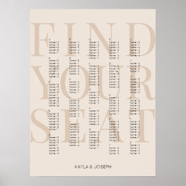 Einfache Beige Alphabetische Seekartensignatur Poster