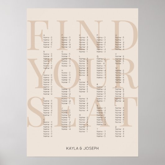 Einfache Beige Alphabetische Seekartensignatur Poster (Vorne)