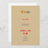 Einfache Beige Corporate Einladung (Vorne/Hinten)