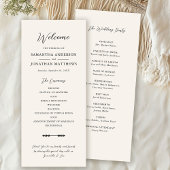 Einfache Beige Elegante Script Hochzeitsfeier Programm