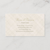 Einfache Beige Linen Muster Elegantes Gold Script Visitenkarte (Rückseite)