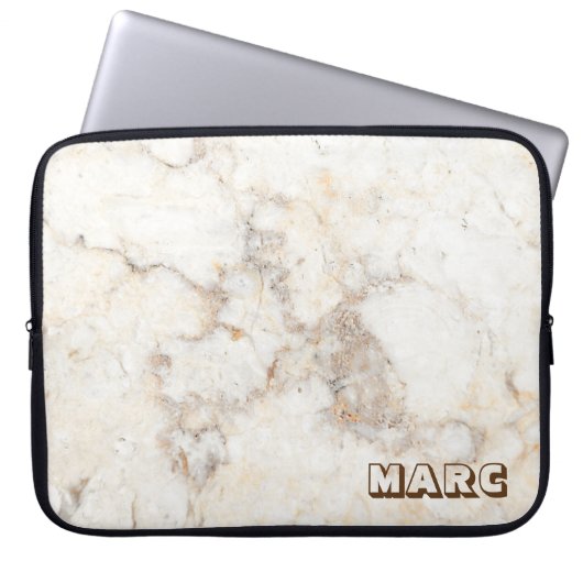 Einfache Beige Marmor Textute Laptopschutzhülle (Vorderseite)