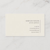 Einfache Beige Minimal Chic Monogram Visitenkarte (Rückseite)