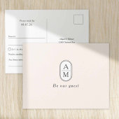 Einfache Beige Modern Couple Initials UAWG Postkar Einladungspostkarte