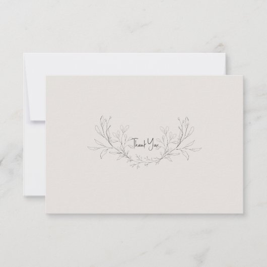 Einfache Beige Moderne Blank Wedding Vielen Dank Dankeskarte (Vorderseite)