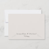 Einfache Beige Moderne Blank Wedding Vielen Dank Dankeskarte (Rückseite)