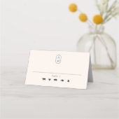 Einfache Beige, moderne Initialen, gastronomische  Platzkarte (Vorderseite)